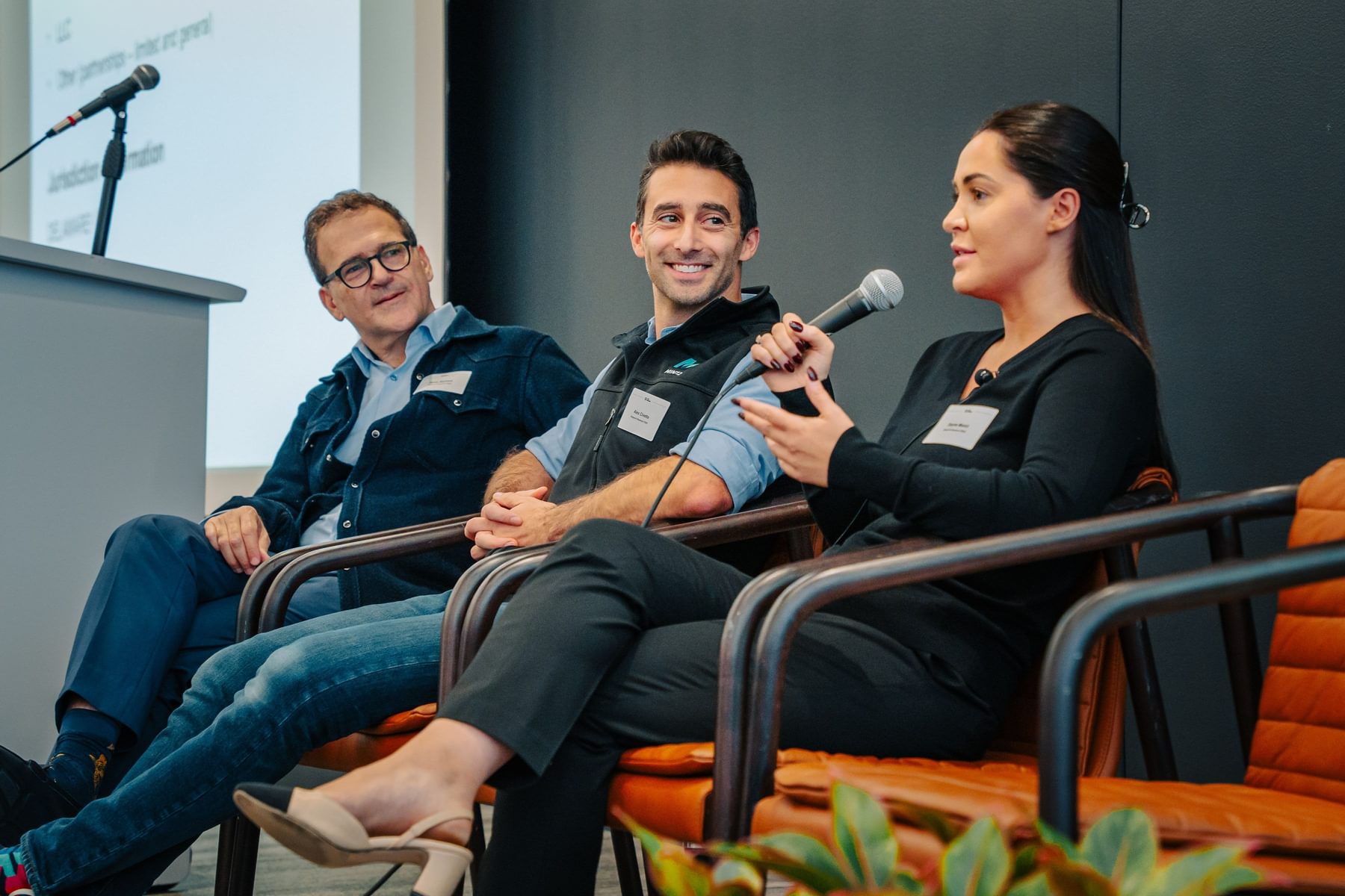 A panel of speakers talk during a Blueprint session.