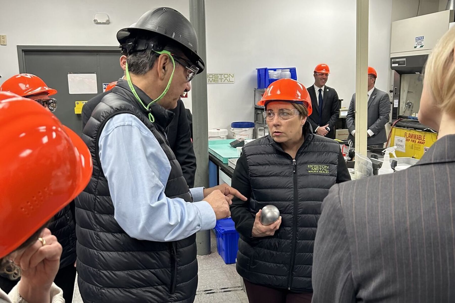 MA Governor Maura Healey visits Boston Metal's headquarters in Woburn, MA.
