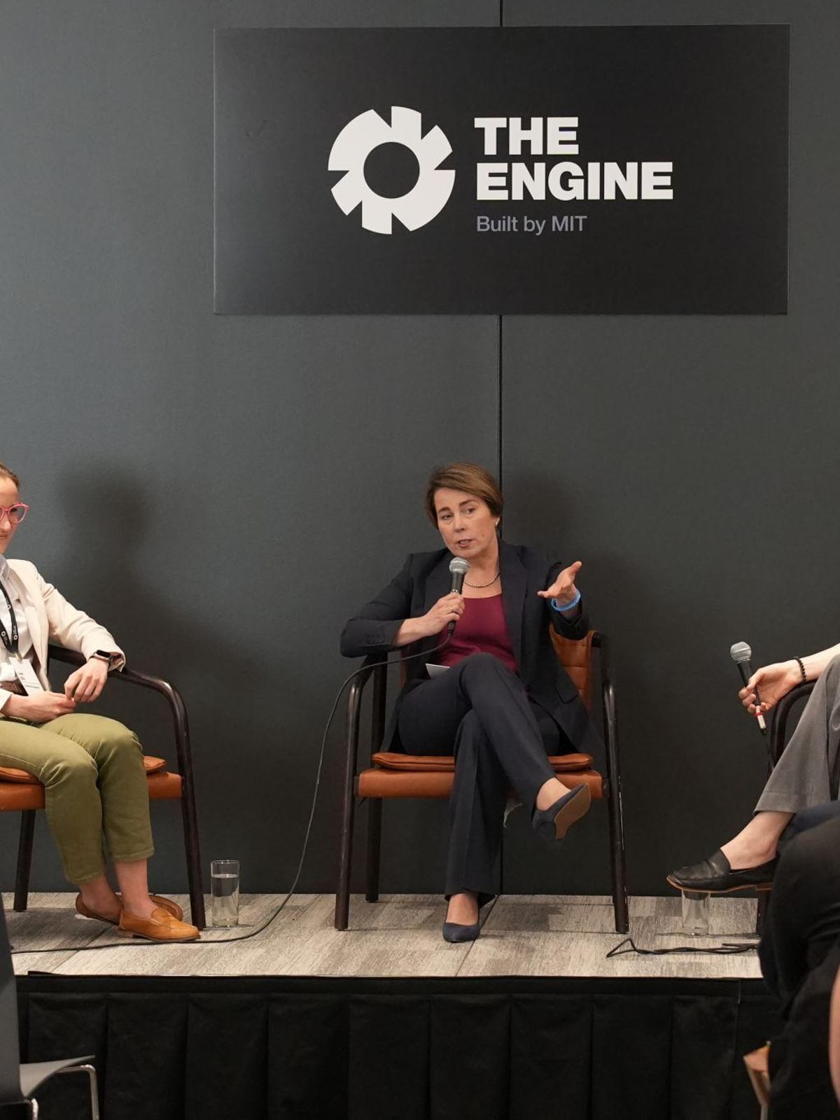 Massachusetts Governor Maura Healey sits on a panel at The Engine's Make it in Mass event.